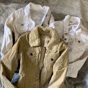 3 jackets; 2 white and 1 beige